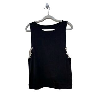 EUC Good H Youman Black Knit Muscle Tee Side Tie Sz Medium